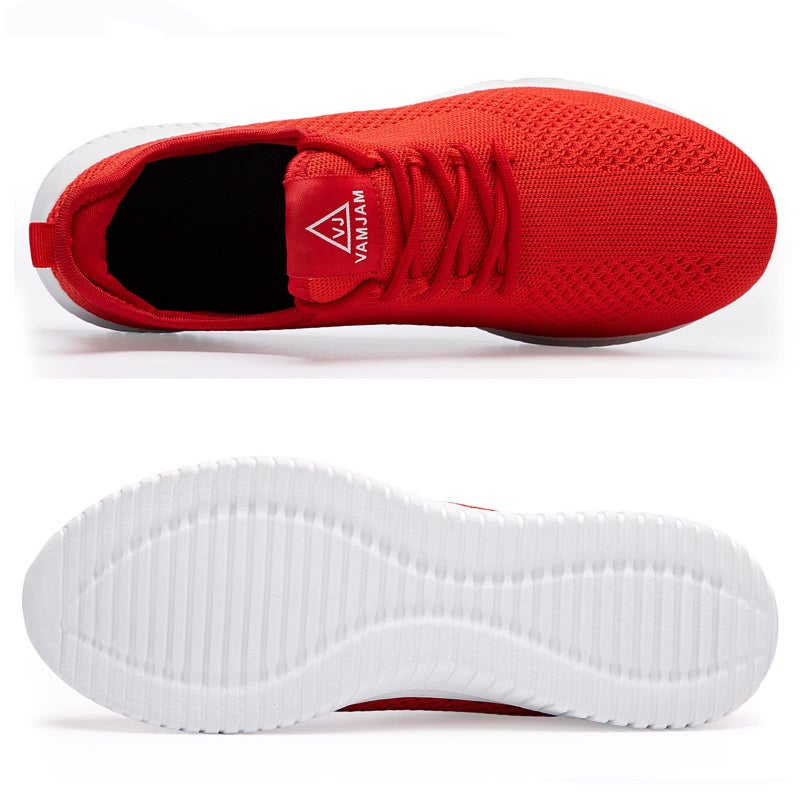 VAMJAM Men's Running Shoes Ultra Lightweight Breathable Walking Shoes Non Slip Athletic Fashion Sneakers Mesh Workout Casual Sports Shoes Red Size 11.5 - Image 2